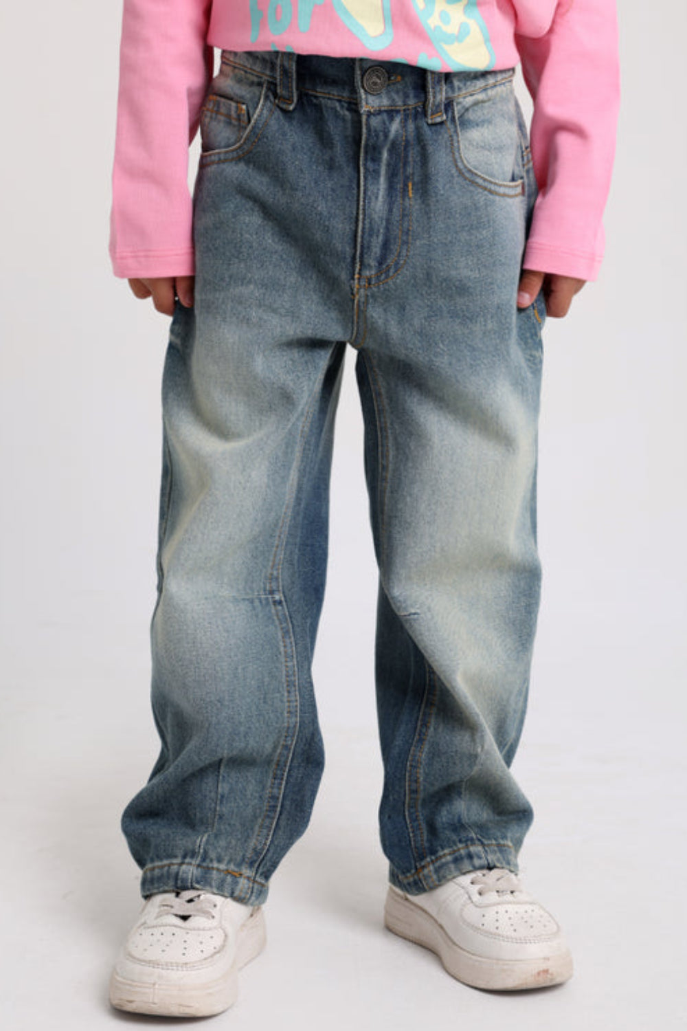 Unisex Light Wash Denim Pants - Clothing - Playmore