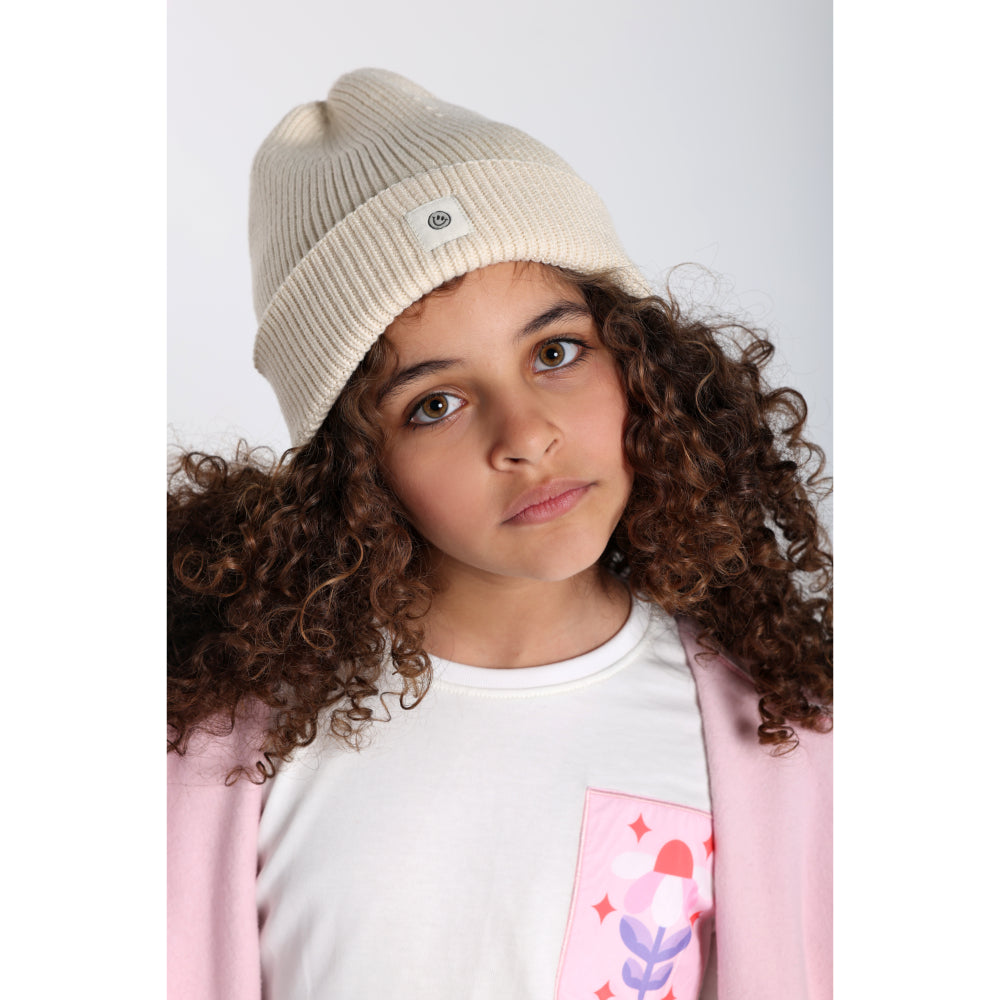 Unisex Cozy Blend Ice Cap – Beige with Happy Smiley