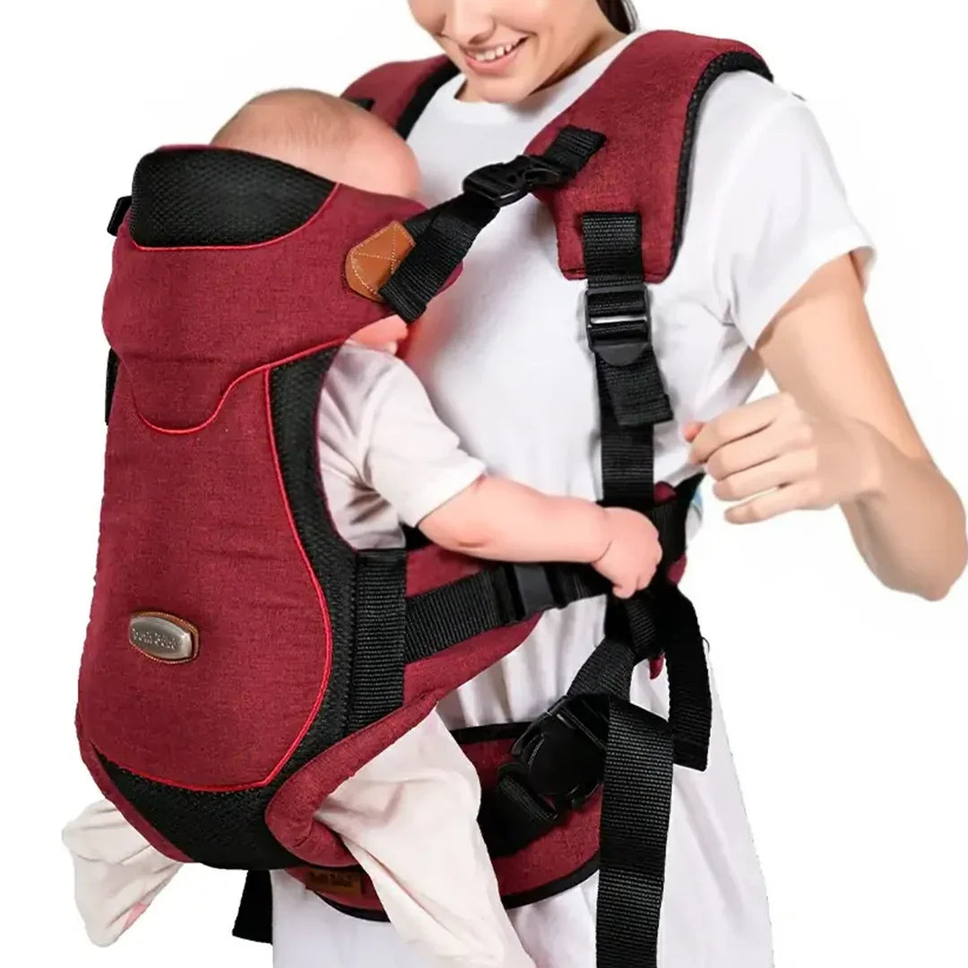 Petit Bebe Baby Carrier Premium Max – Linen Dark & Red - Baby Essentials