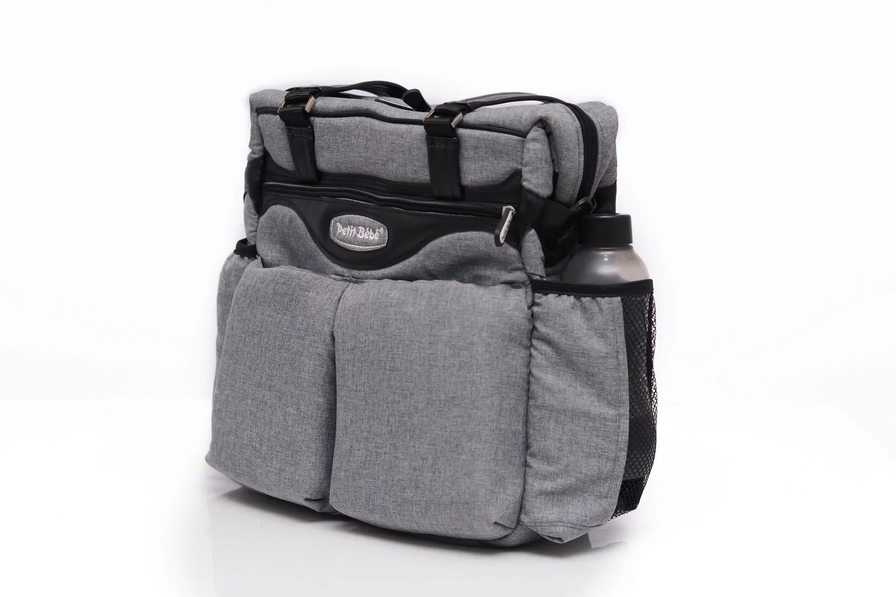 Petit Bebe Baby Diaper Bag Premium – Grey & Black