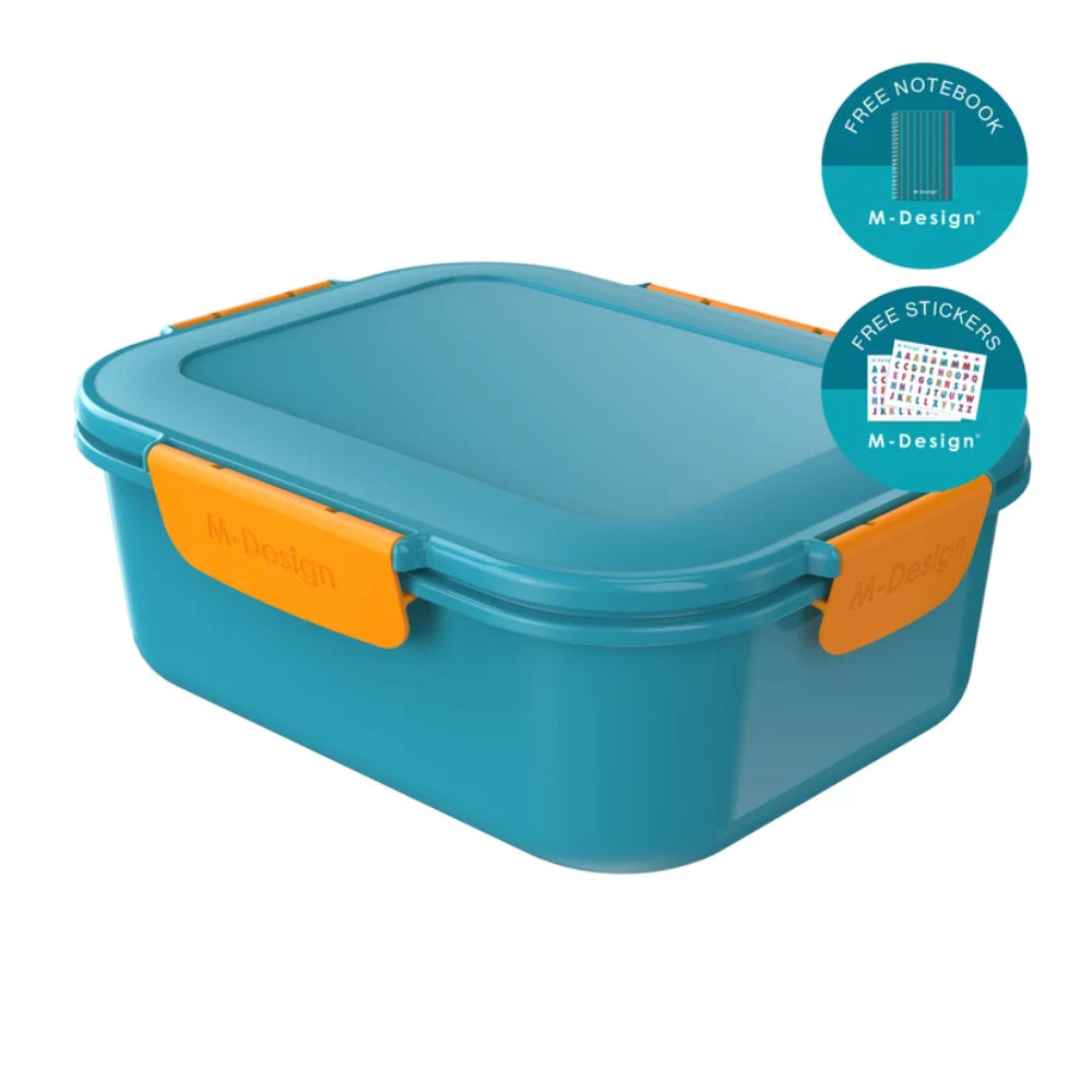 صندوق غداء فريسكو من إم-ديزاين – 2.1 لتر تركواز/برتقالي