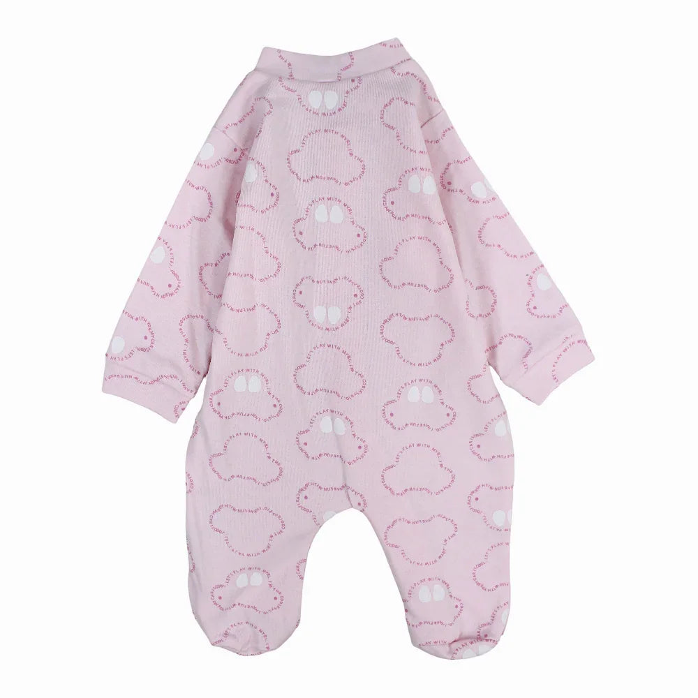 Baby Girls Baby Footie – Pink with Car Prints