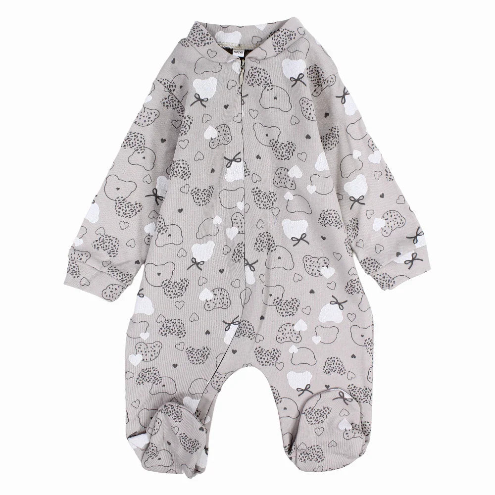 Baby Girls Onesie – Beige & Bow with Sleeves