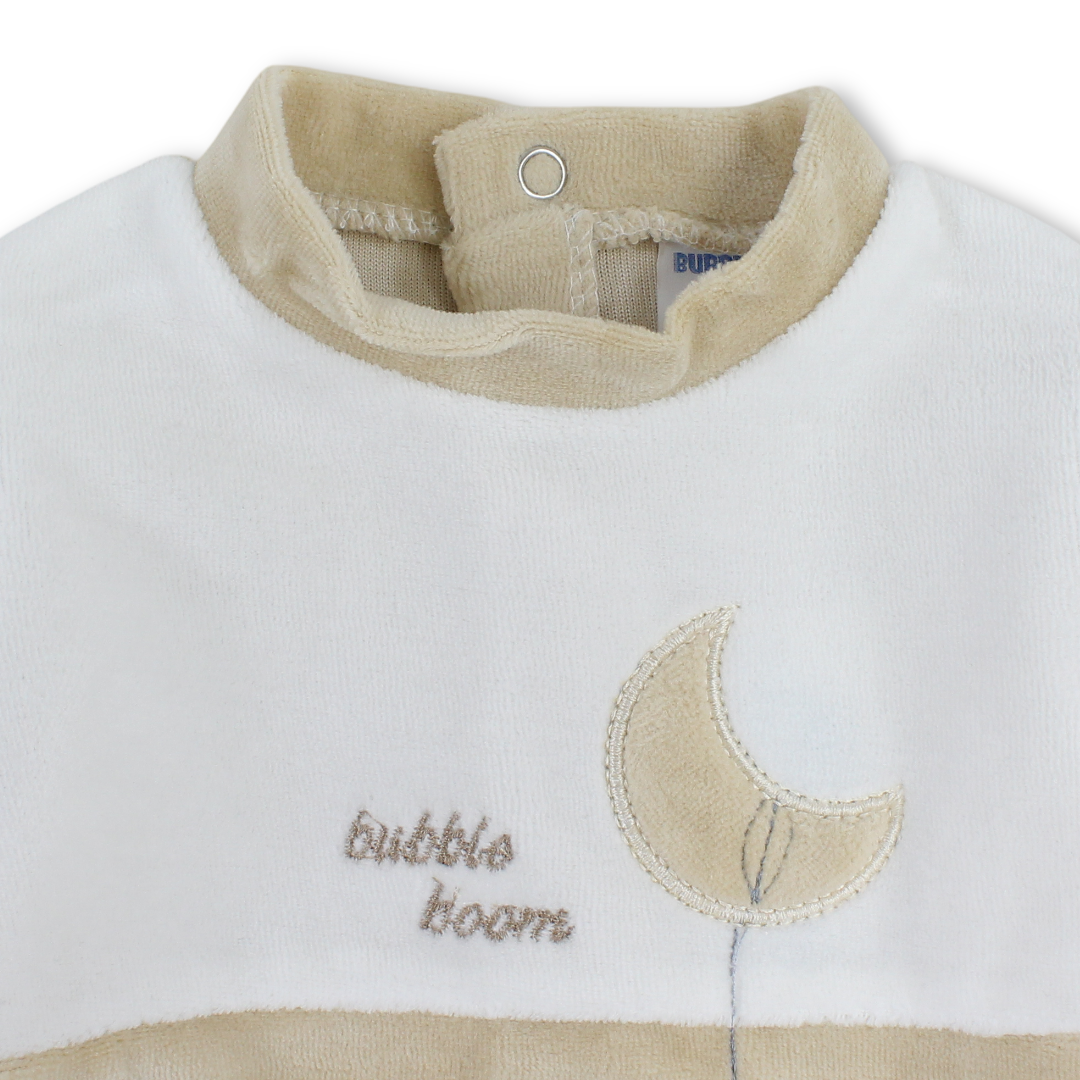 Baby Boys Velvet Baby Footie Onesie – Camel with Bears Embroidered