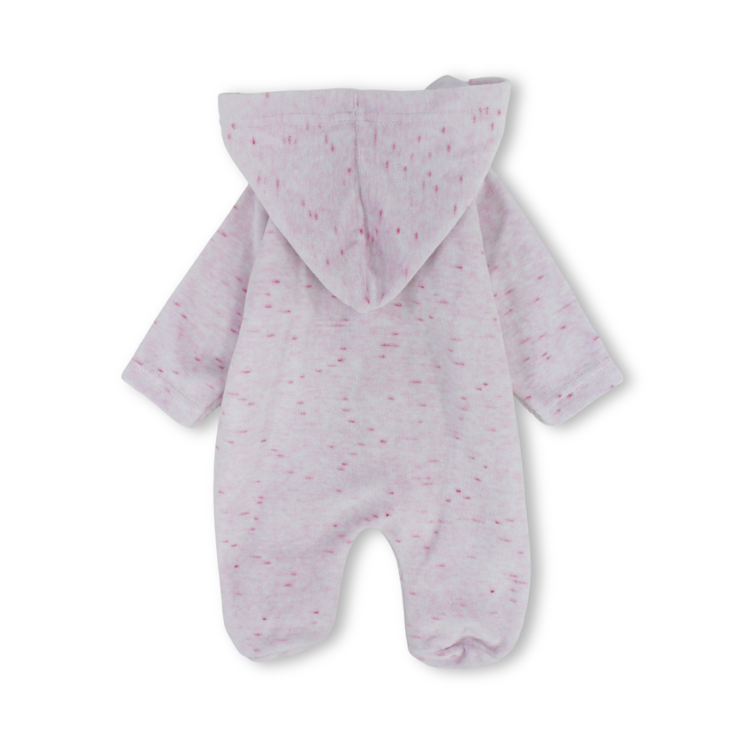 Baby Girls Velvet Hooded Baby Footie – Pink