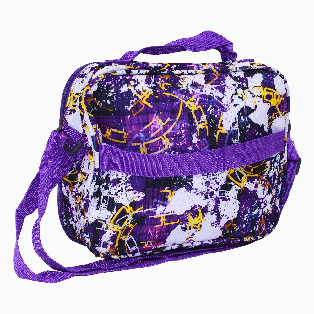 Fabric Lunch Bag - White & Purple