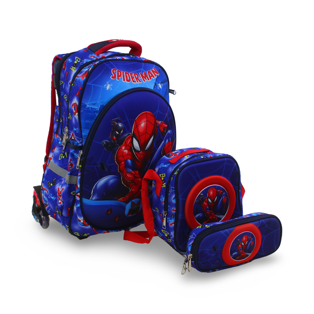 School Set Spider-Man Trolley Bag 18 Inches – Blue - Migo