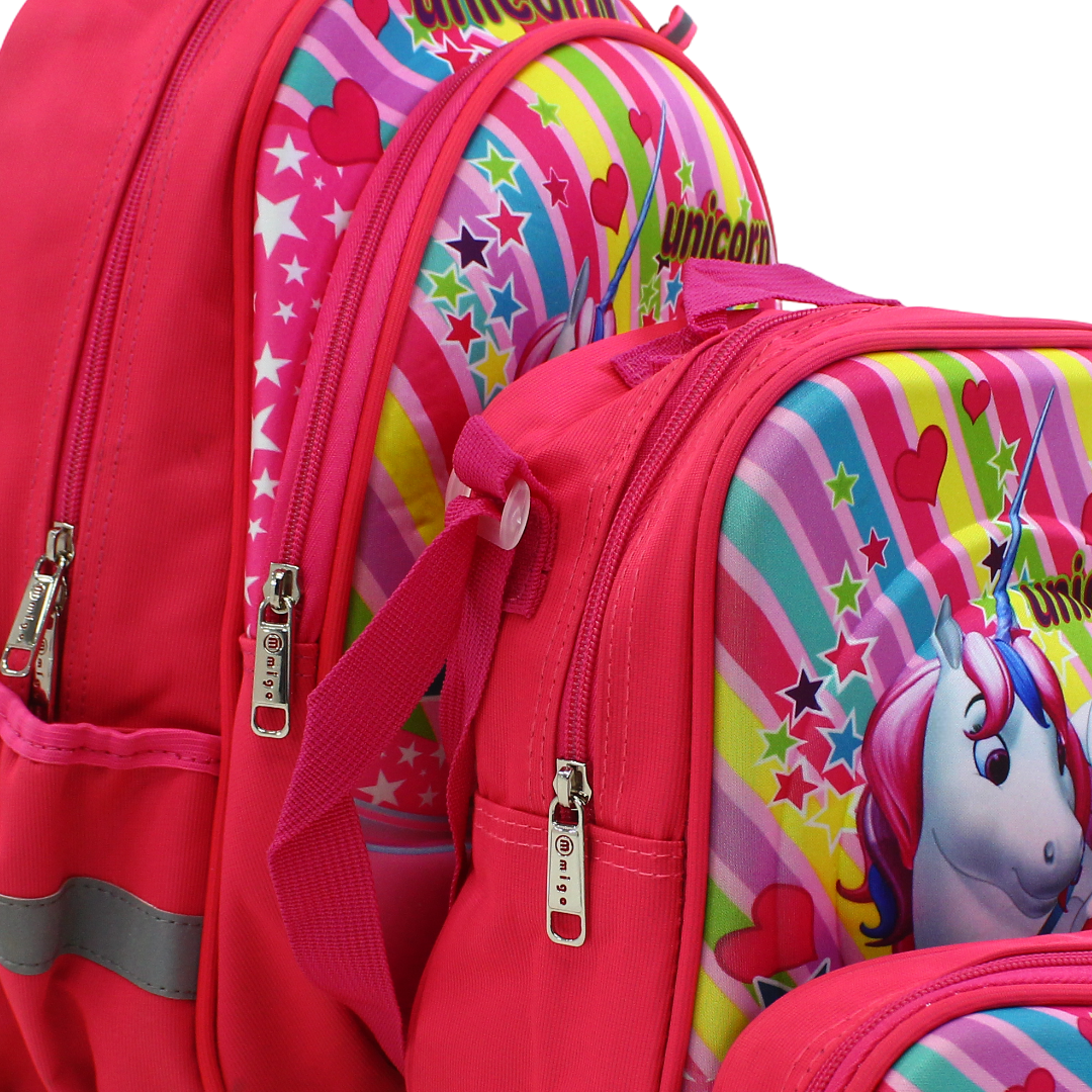 Migo School Set Unicorn Backpack 14 Inches – Watermelon