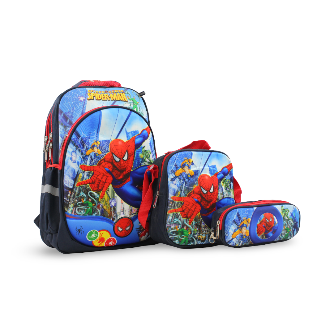 School Set Spider-Man Backpack 18 Inches – Blue & Navy - Migo