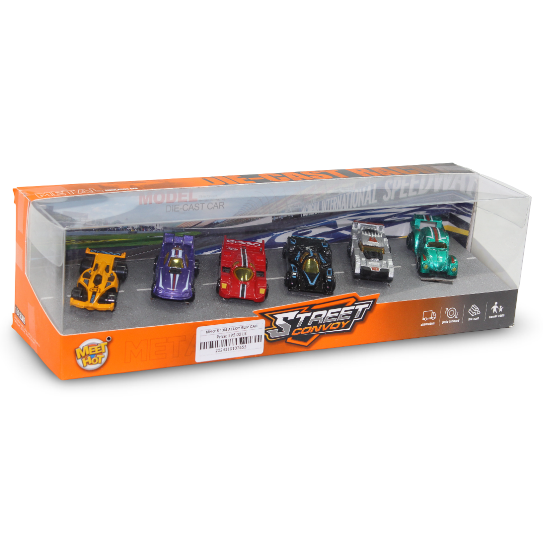Meet Hot Street Convoy Die-Cast Car Set 1:64 Scale – 6 Pcs - Toys