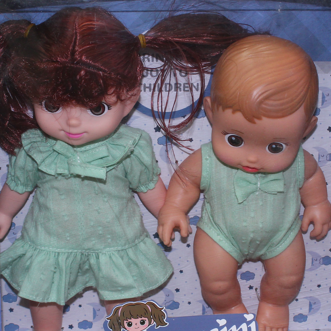Mengsini Doll Set Two Plastic Baby Dolls – Mint Outfit