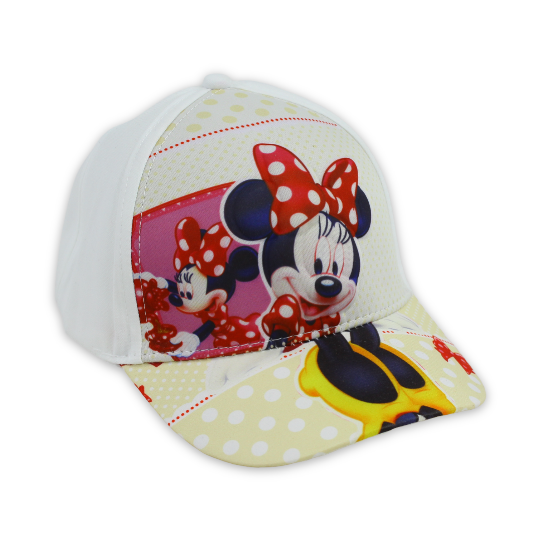 Girls Cap – White with Minnie Mouse Print - Clothing - Perlo