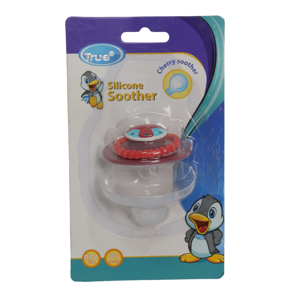 True Silicone Cherry Soother – Burgundy with Fox Design - Baby Essentials