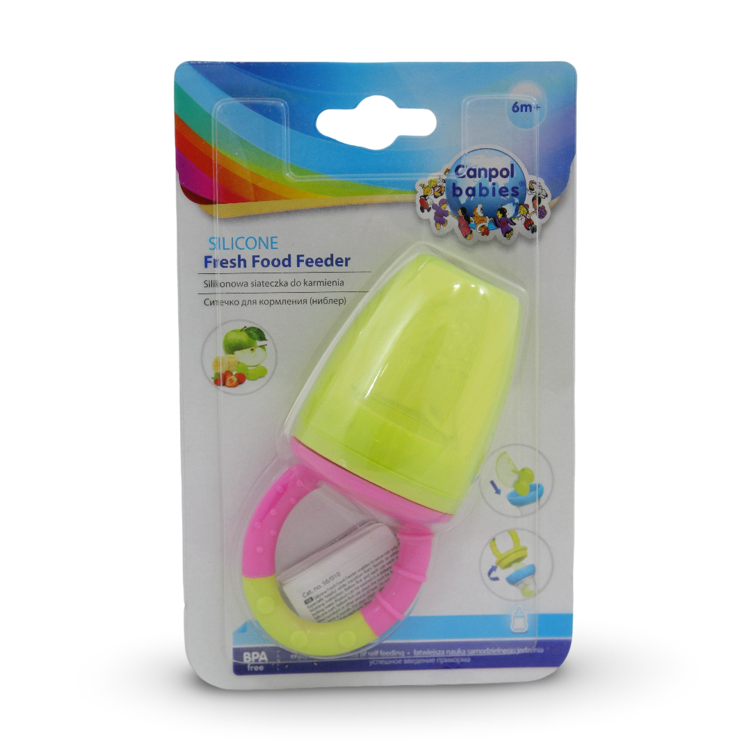 Canpol Babies Silicone Fresh Food Feeder – Pink & Yellow - Baby Essentials