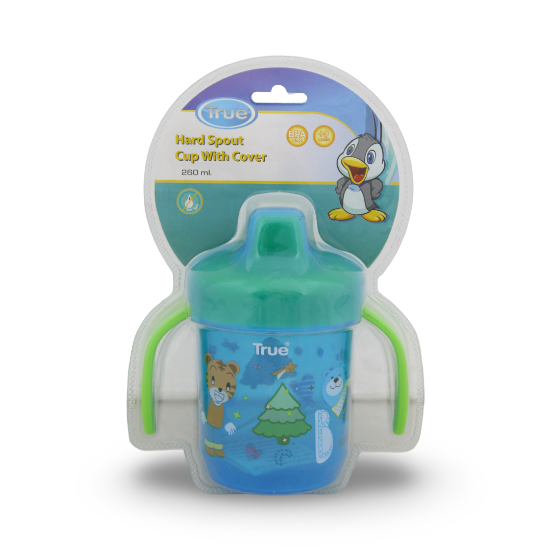 True Non-Spill Hard Spout Cup with Handle 260ml – Blue