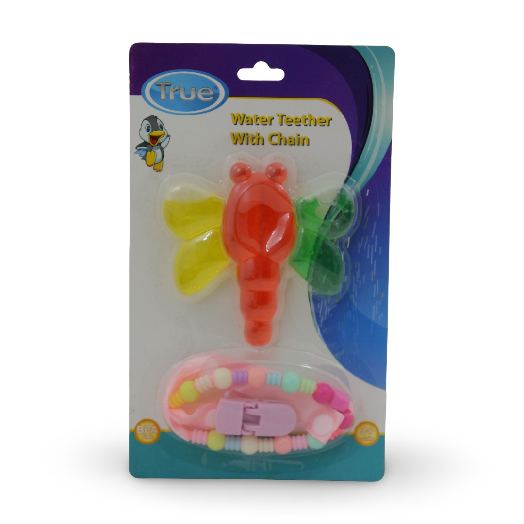 True Liquid Teether with Chain – Pink - Baby Essentials