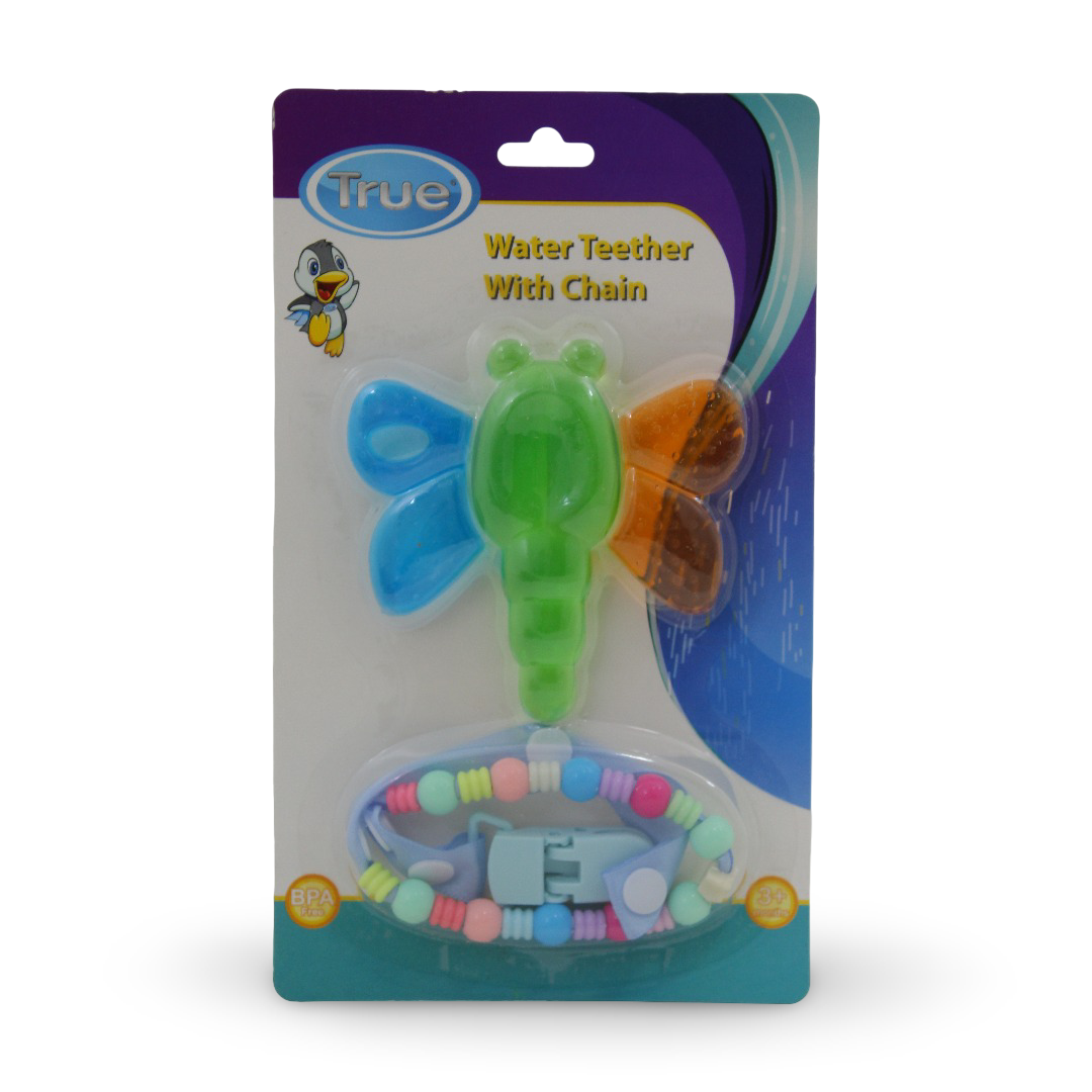True Water Teether with Chain – Baby Blue - Baby Essentials