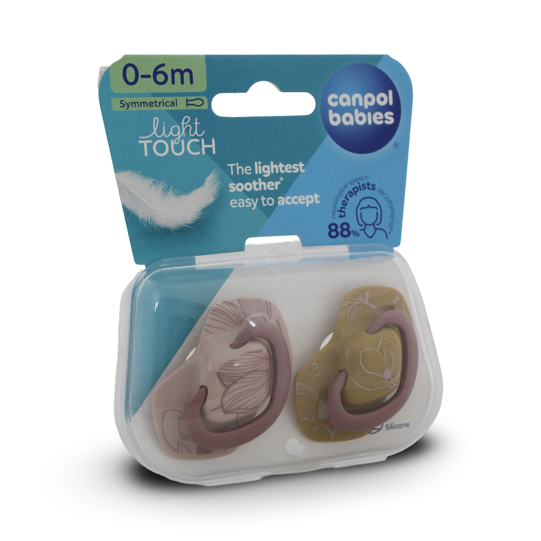 Canpol Babies Symmetrical Light Touch Soother 0-6m – Mustard & Dusty Pink - Baby Essentials