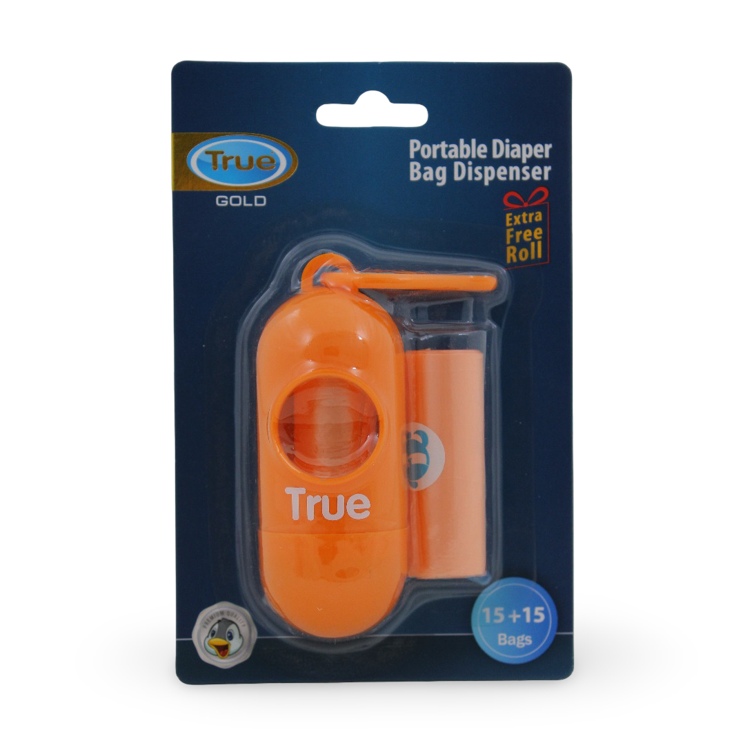True Gold Portable Diaper Bag Dispenser 30Pcs – Orange - Baby Essentials