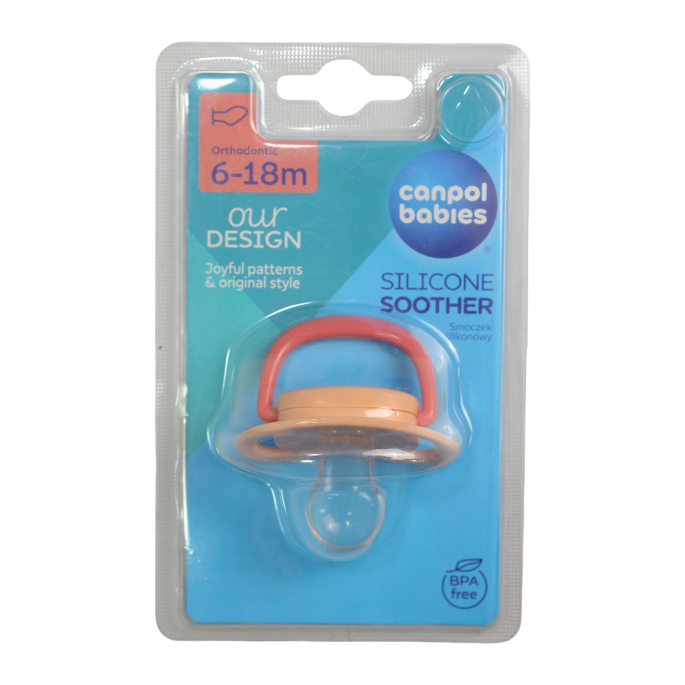 Canpol Babies Silicone Orthodontic Soother Salmon – (6-18 m) - Baby Essentials