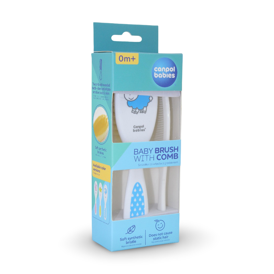 Canpol Babies Hair Brush and Comb Set 0m+ – Baby Blue - Baby Essentials