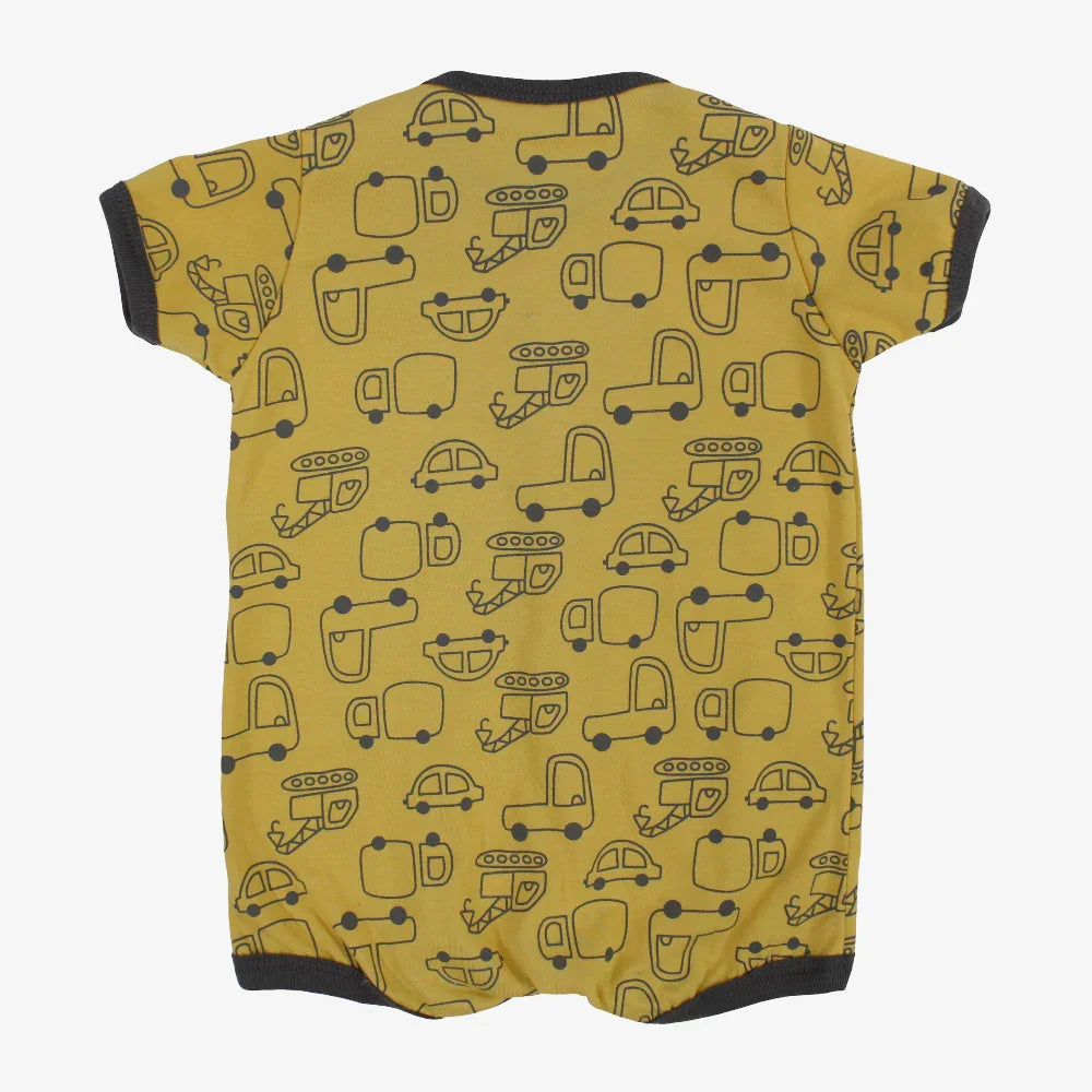 Baby Boys Cotton Romper - Cars & Tools Print