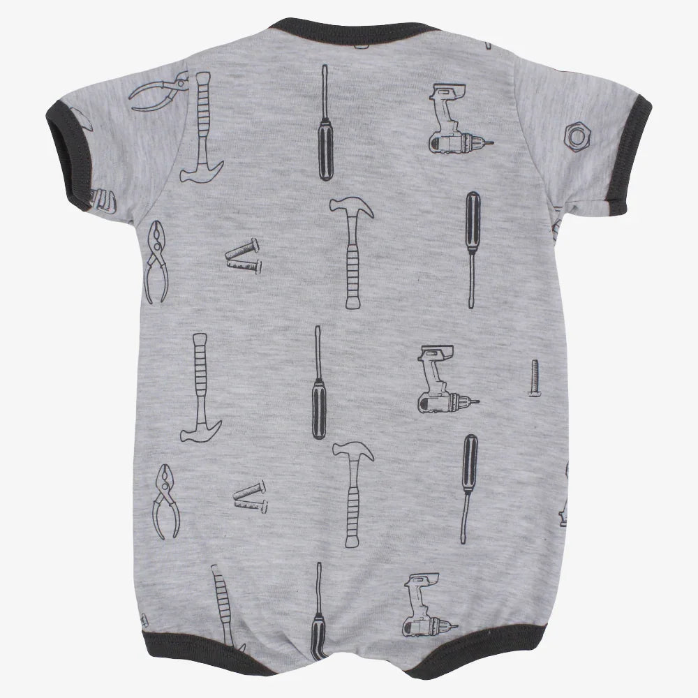 Baby Boys Cotton Romper - Cars & Tools Print