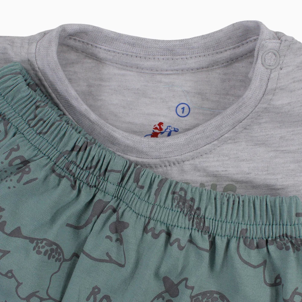 Baby Boys Cotton Pajama Set – Little Arms Big Roar Print