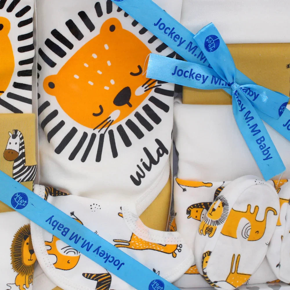 Lion Themed Baby Boys' Cotton Gift Box - 10 Pcs (3-6m)