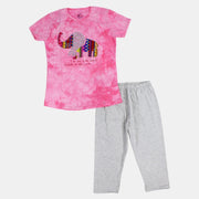 Girls Cotton Pajama Set – Multicolor