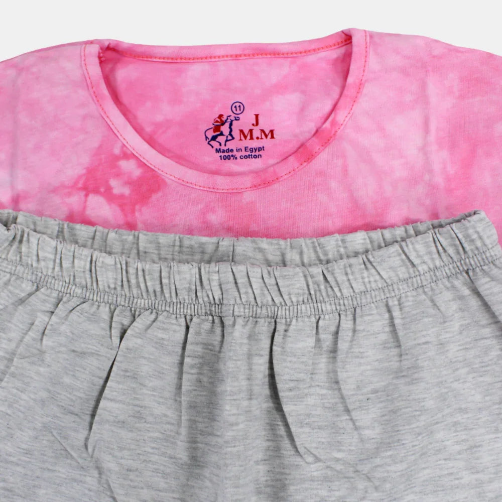 Girls Cotton Pajama Set – Multicolor