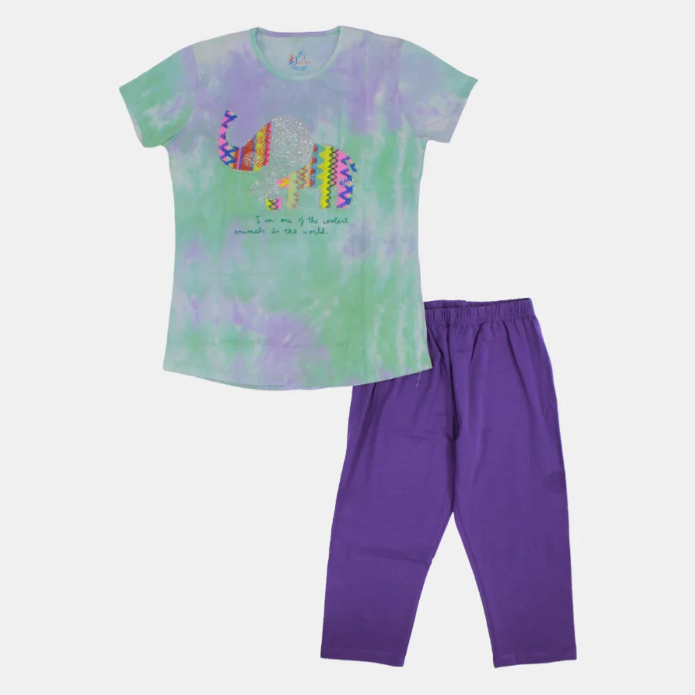 Girls Cotton Pajama Set – Multicolor
