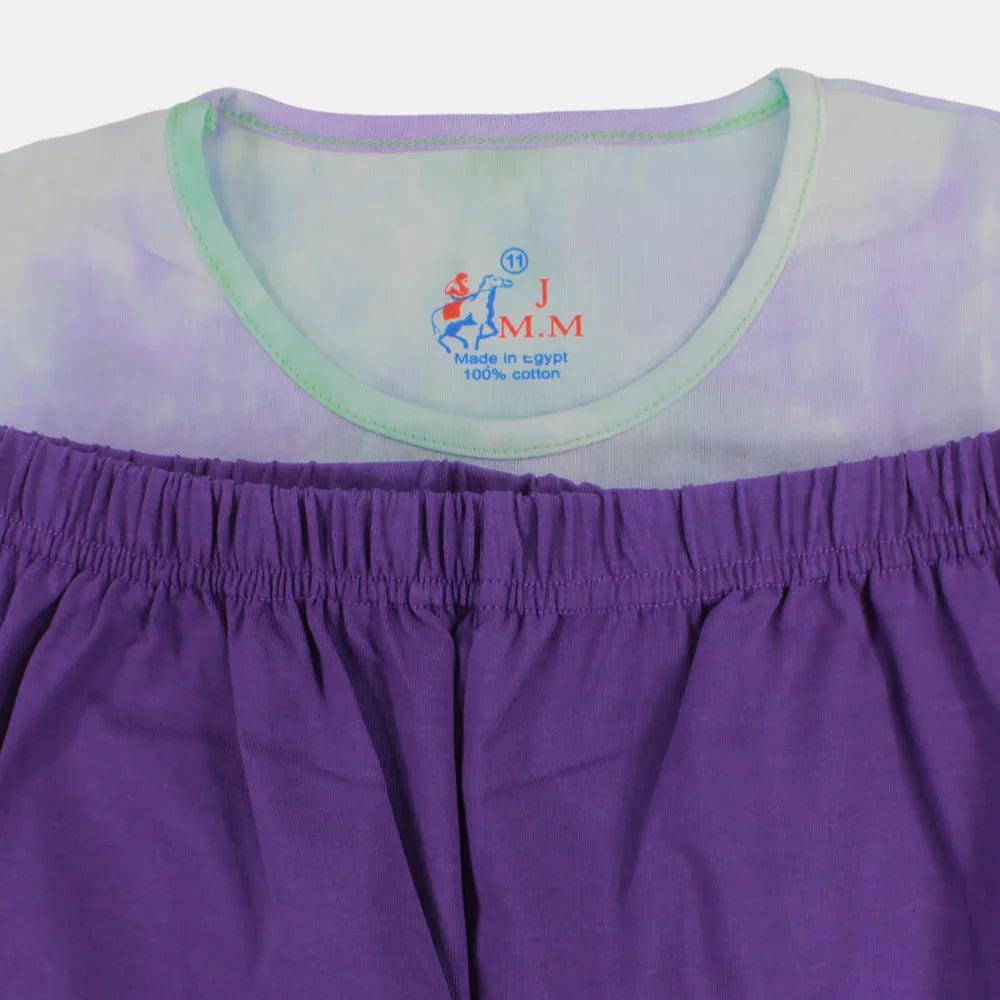 Girls Cotton Pajama Set – Multicolor