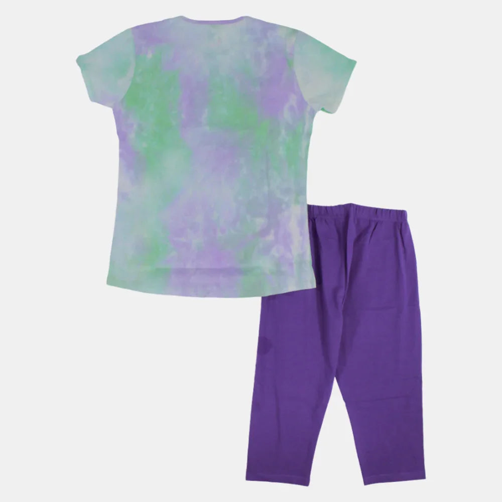 Girls Cotton Pajama Set – Multicolor