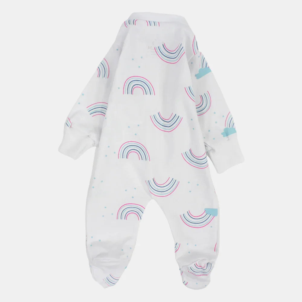 Baby Girls Summer Baby Footie – Cloud & Rainbow