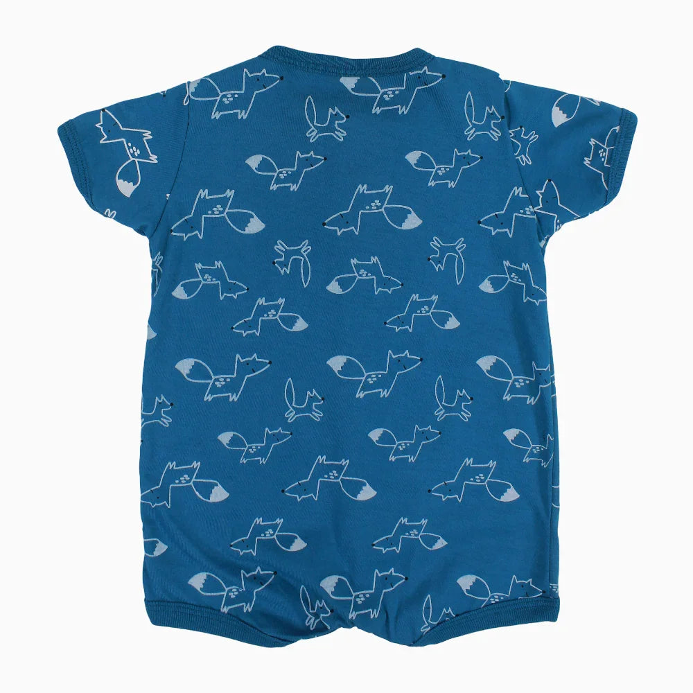 Baby Boys Cotton Romper – Fox and Hedgehog Print