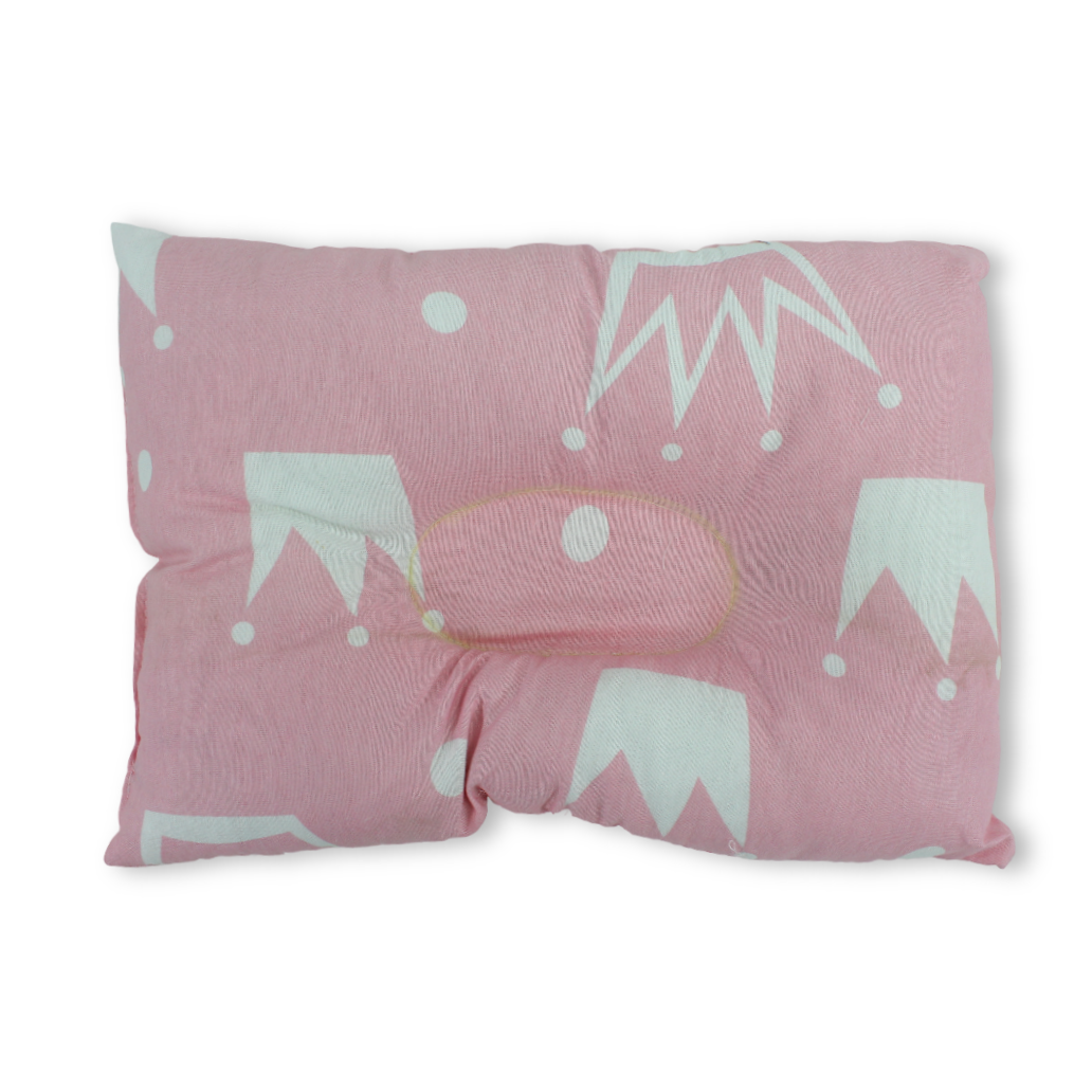 Cotton Small Pillow – Pink with Crown Print