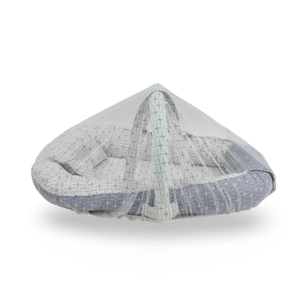 Cotton Baby Nest – Off-White & Grey
