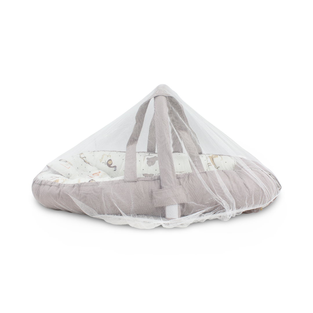 Cotton Baby Nest – Off-White & Caffe with Animals Print
