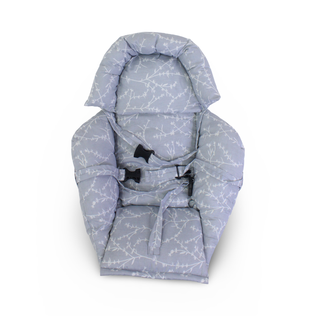 Cotton Baby Cuddle Cushion – Grey with Floral Print