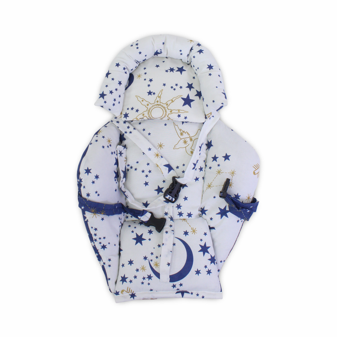 Cotton Baby Cuddle Cushion – Off-White & Navy with Stars Print