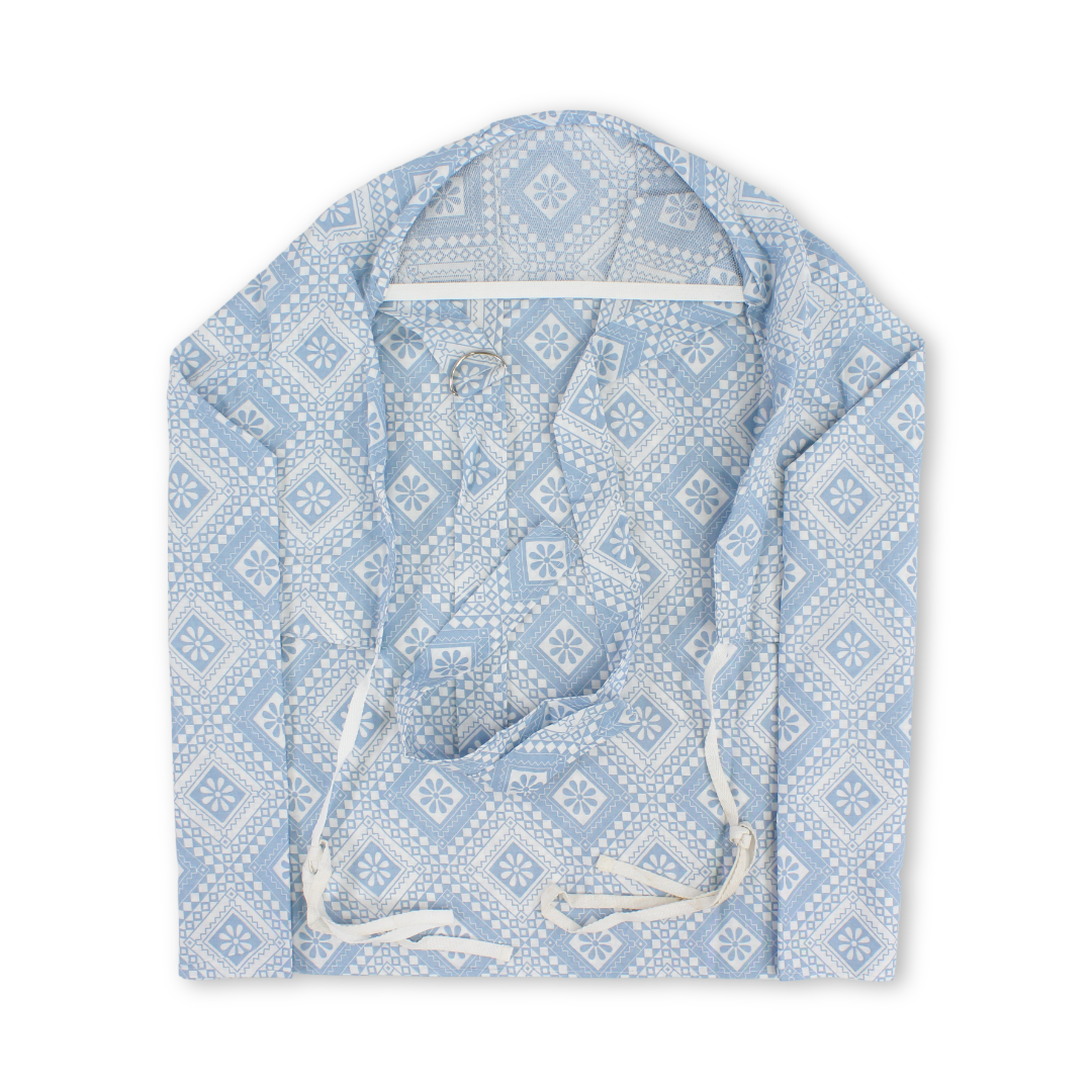 Cotton Nursing Cover – Baby Blue with Leaf Print
