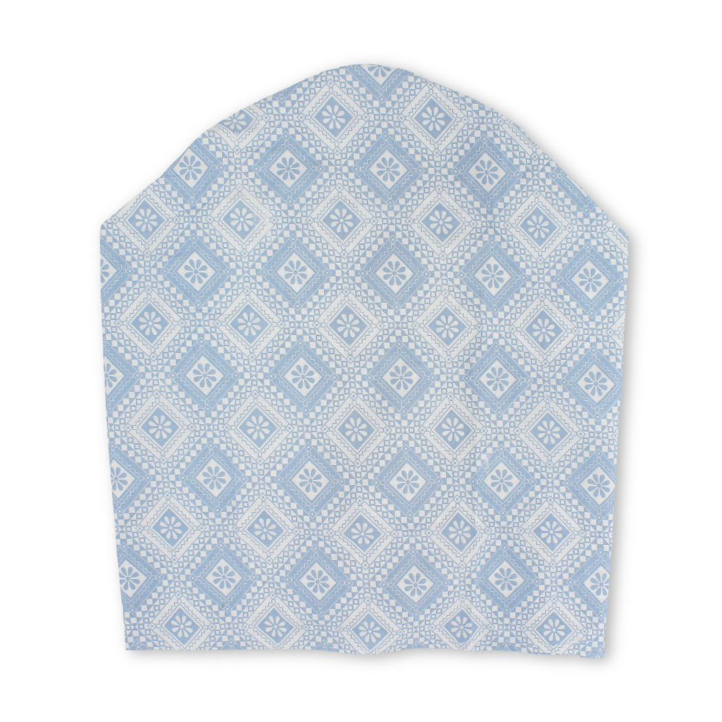Cotton Nursing Cover – Baby Blue with Leaf Print