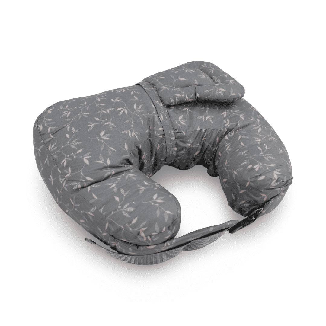 Baby Nursing Pillow – Grey with Floral Pattern - Baby Essentials - kiddy