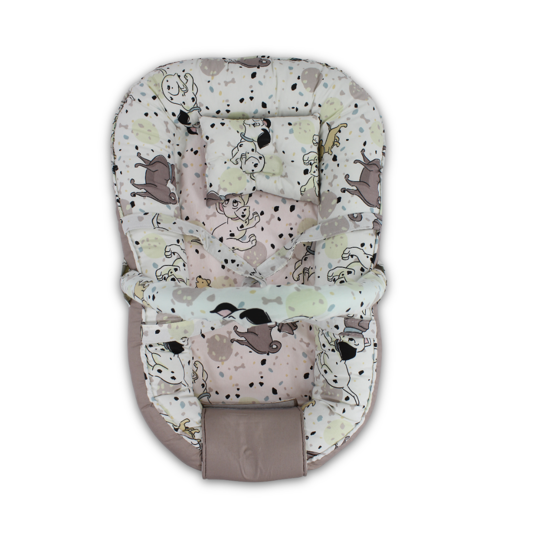 Cotton Baby Nest – Beige with Dalmation Print