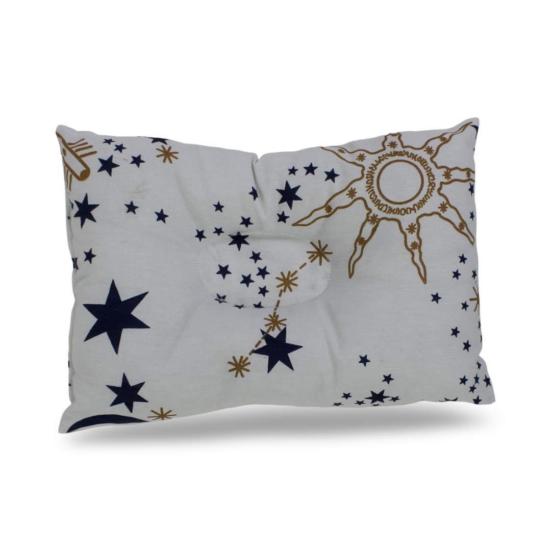 Cotton Small Pillow – White with Stars Print - Baby Essentials - Kiddy
