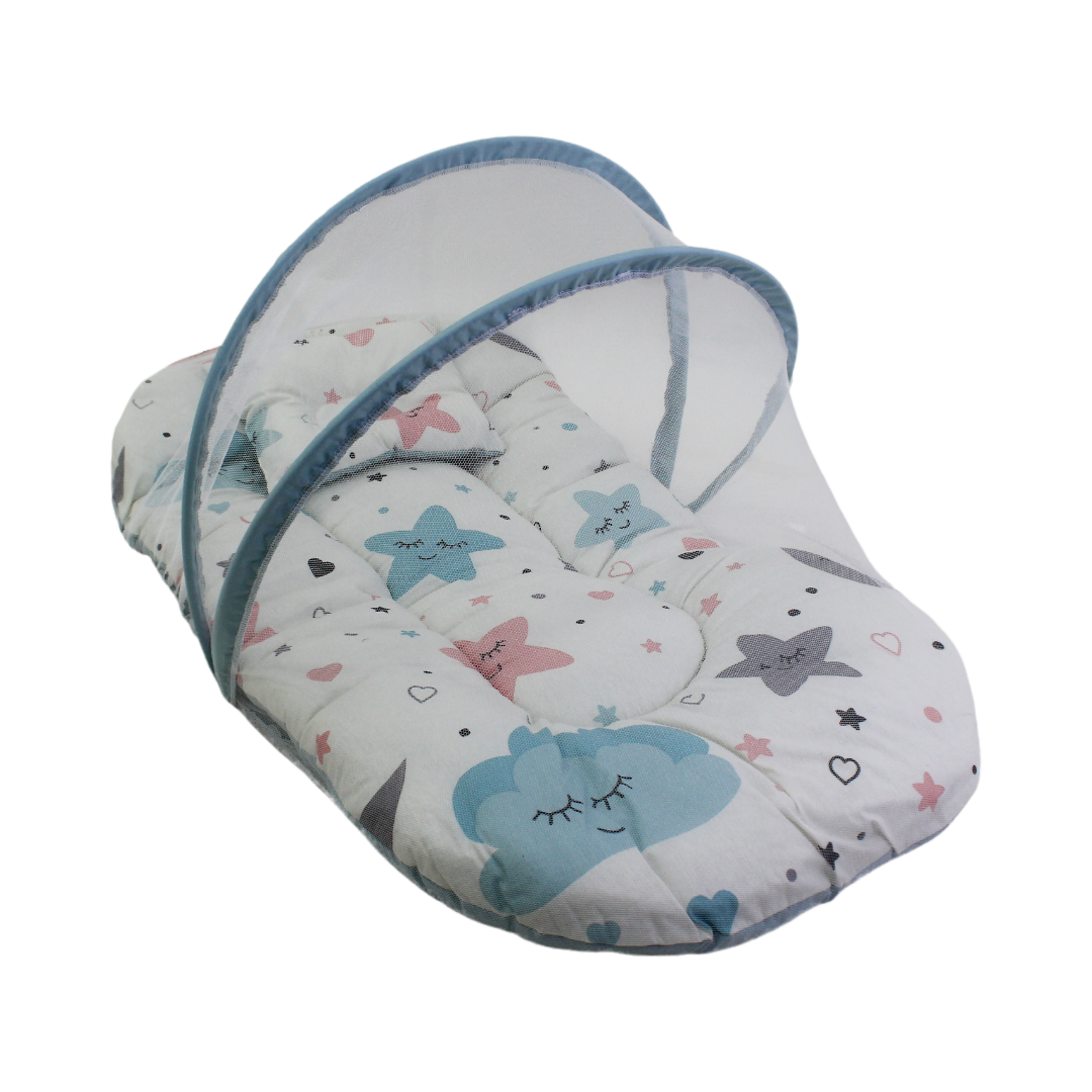 Kiddy Cotton Mosquito Net – Off-White with Star Print - Baby Essentials