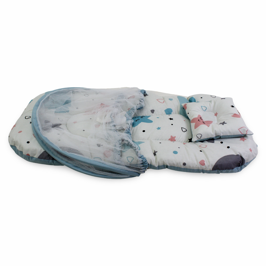Kiddy Cotton Mosquito Net – Off-White with Star Print