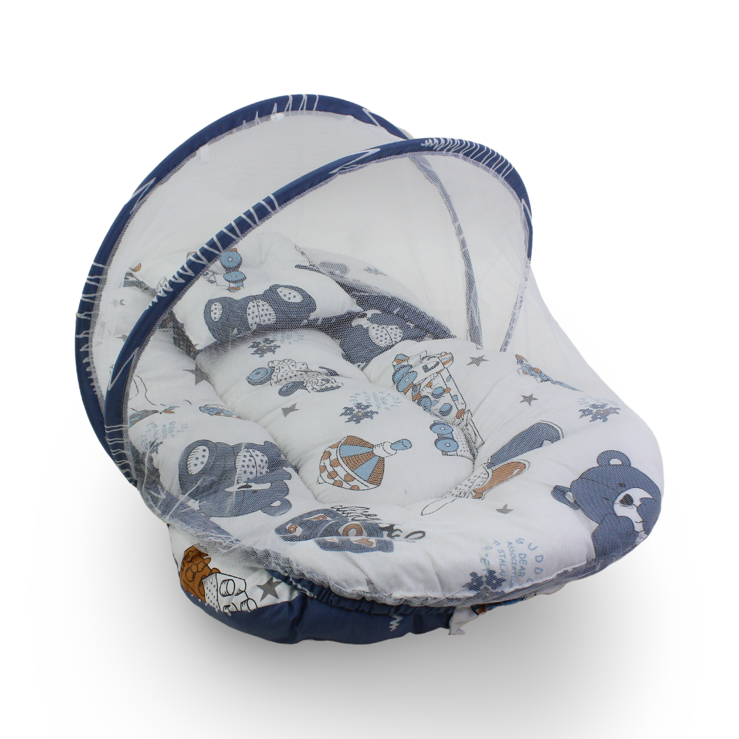 Kiddy Cotton Mosquito Net – Off-White with Teddy Bear Print - Baby Essentials