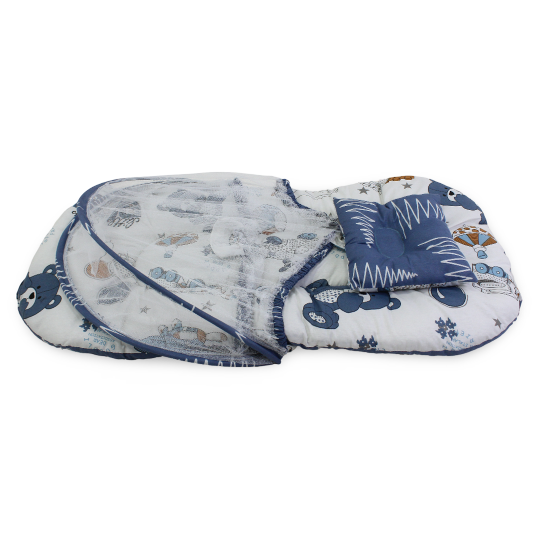 Kiddy Cotton Mosquito Net – Off-White with Teddy Bear Print